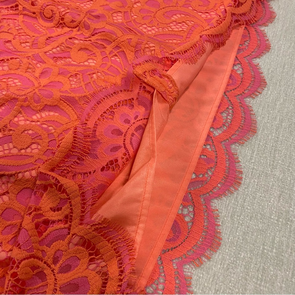 🪸 8 Lilly Pulitzer Rosaline Dress Lace Lined V Neck Pink and Orange Coral - Picture 5 of 11
